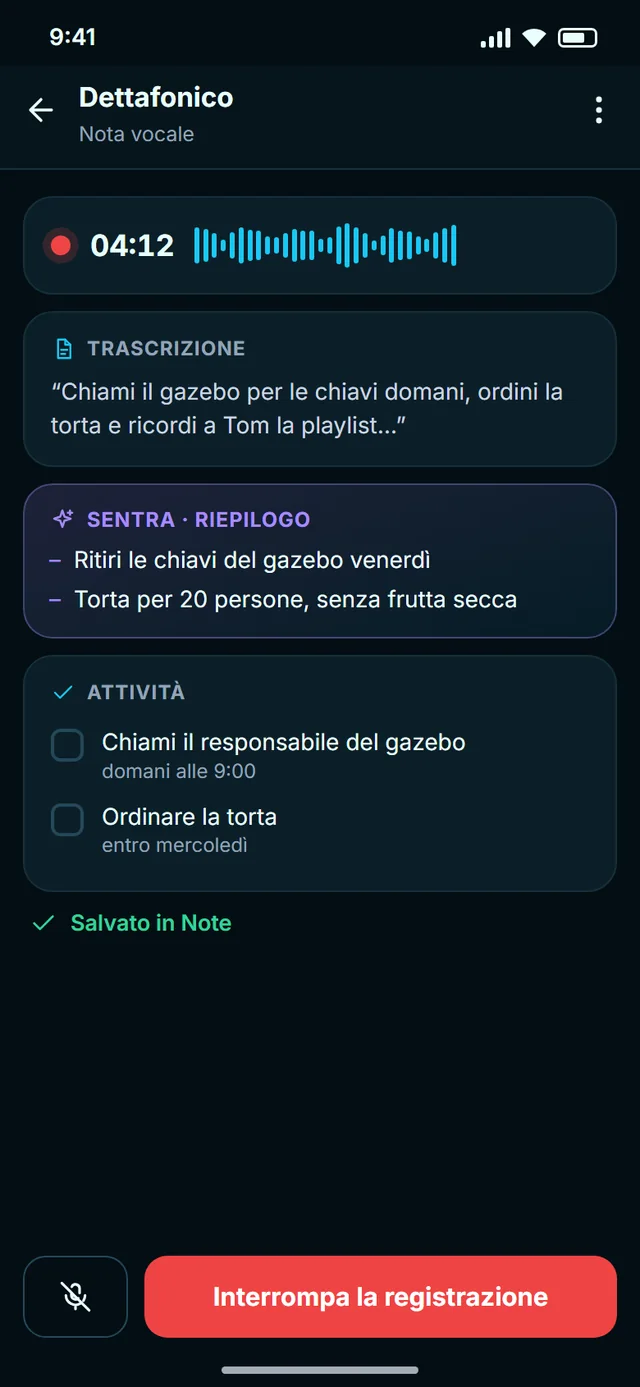 Detta, SENTRA lo scrive
