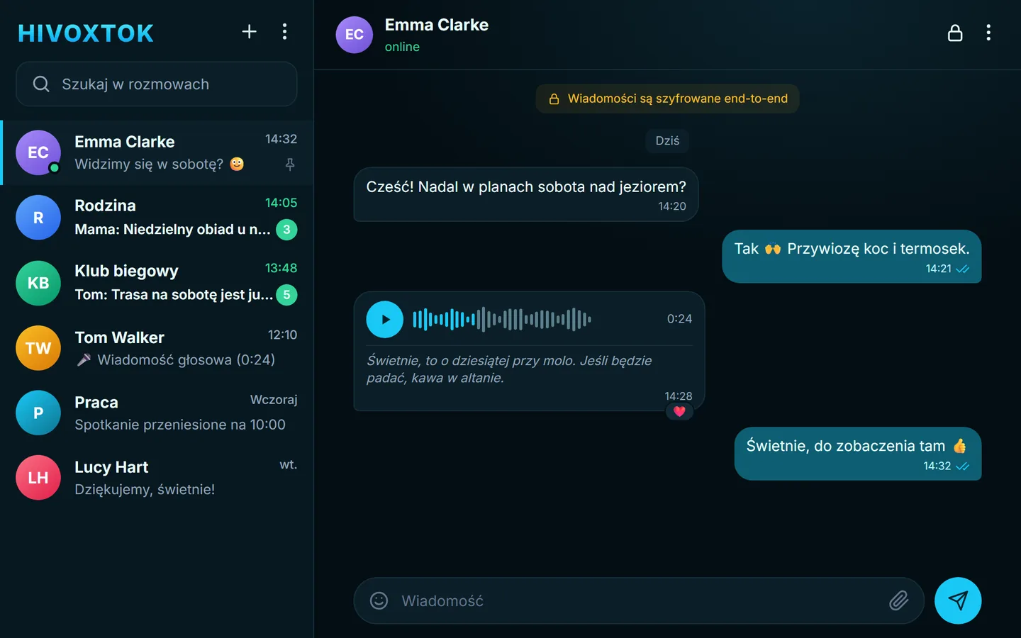 HIVOX Web w przeglądarce: rozmowa